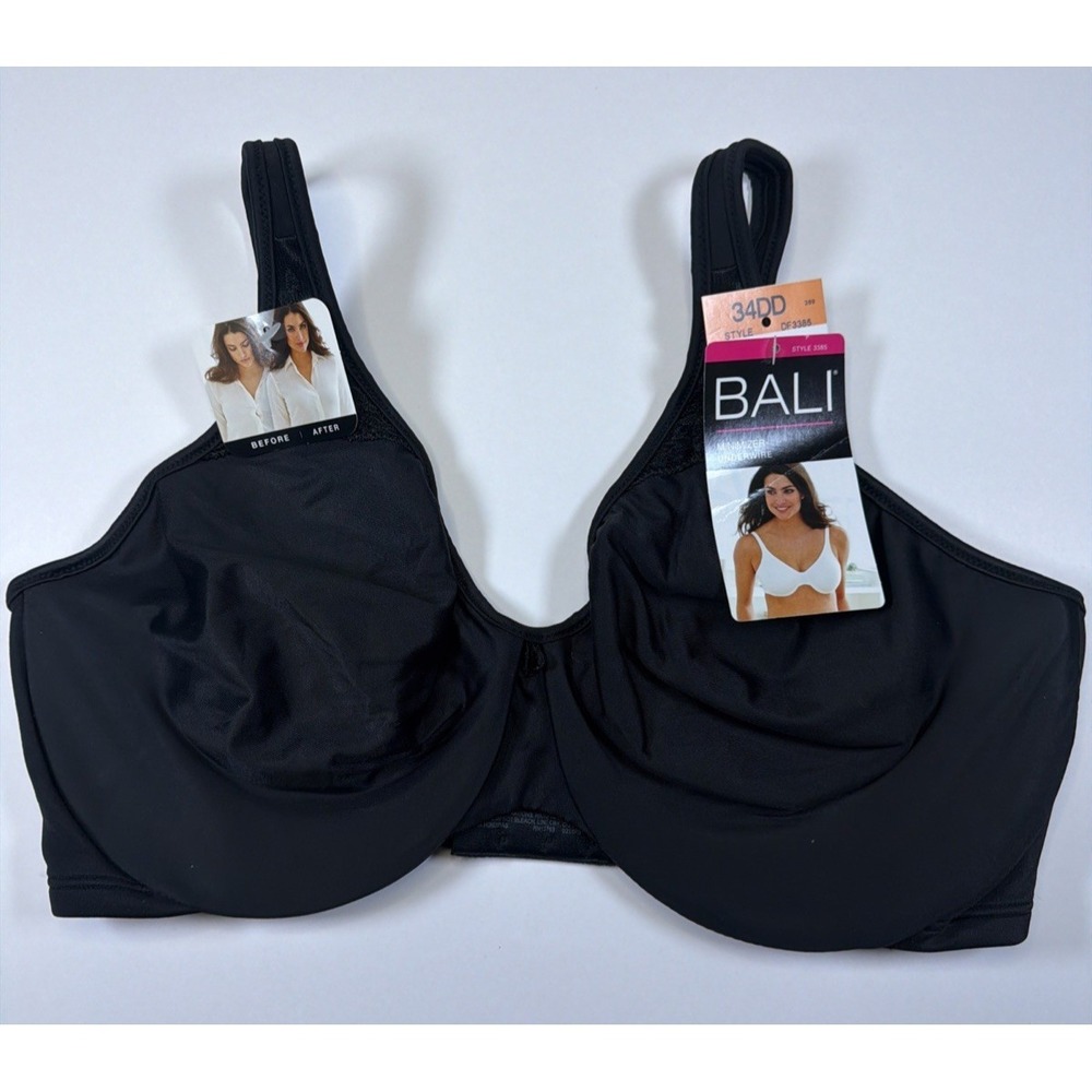 Bali Women's 34DD Passion for Comfort Minimizer Underwire Bra DF3385 Black